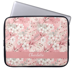 Capa Para Notebook Padrão de Flor Sakura Personalizado Rosa