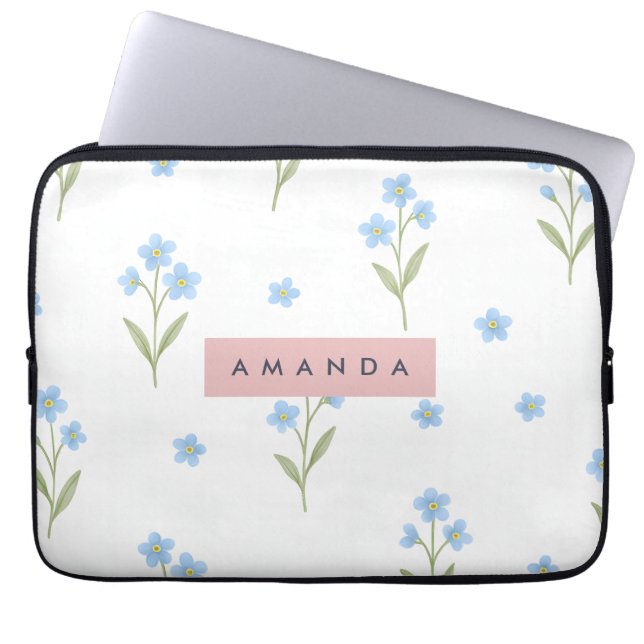 Capa Para Notebook Padrão de Flor Selvagem Azul Personalizado (Frente)