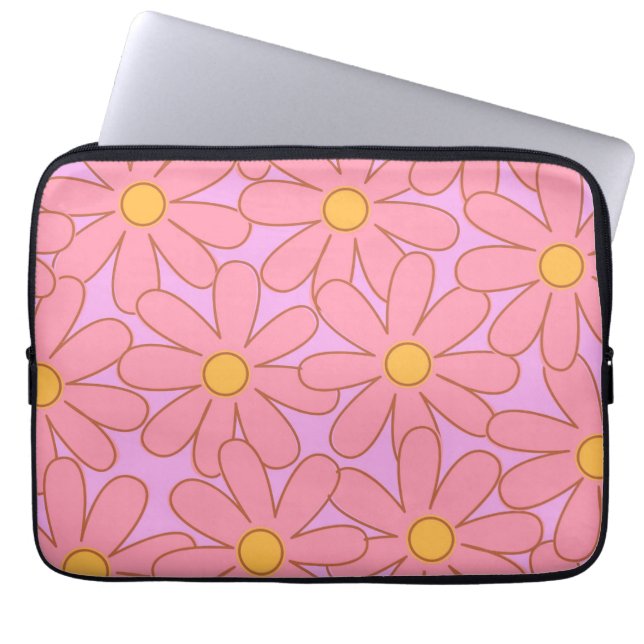 Capa Para Notebook Padrão de Flor Simples, Floral Púrpura, de pré-dis (Frente)