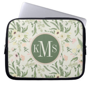 Capa Para Notebook Padrão de Flor Verde do Jardim de Casa Molhada