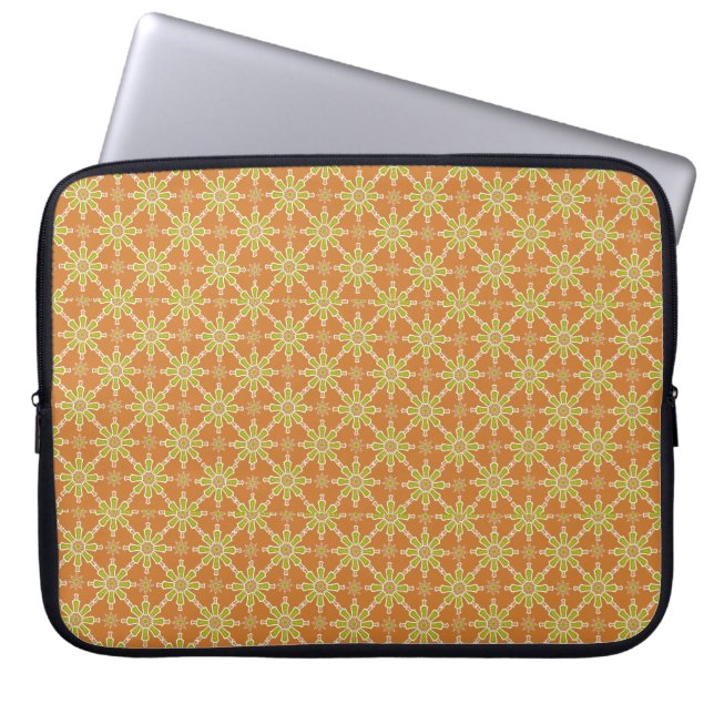 Capa Para Notebook Padrão de Flor Vermelho enferrujado, Verde, Bolsa  (Frente)