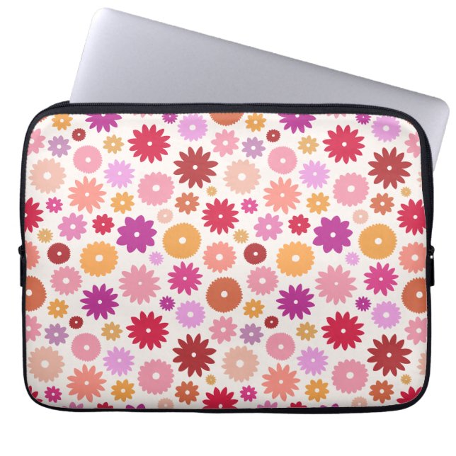 Capa Para Notebook Padrão de Flores Coloridas (Frente)