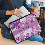Capa Para Notebook Padrão De Flores, Dália Roxa, Seu Nome<br><div class="desc">Padrão elegante,  na moda e sofisticado com flores roxas Dahlia. Presente moderno e moderno,  perfeito para o amante floral de design na sua vida. Personalize adicionando o seu nome,  apelido,  monograma ou iniciais.</div>