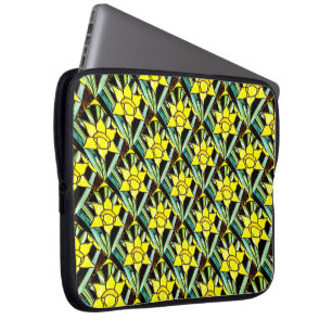 Capa Para Notebook Padrão de Flores de Valor Amarelo