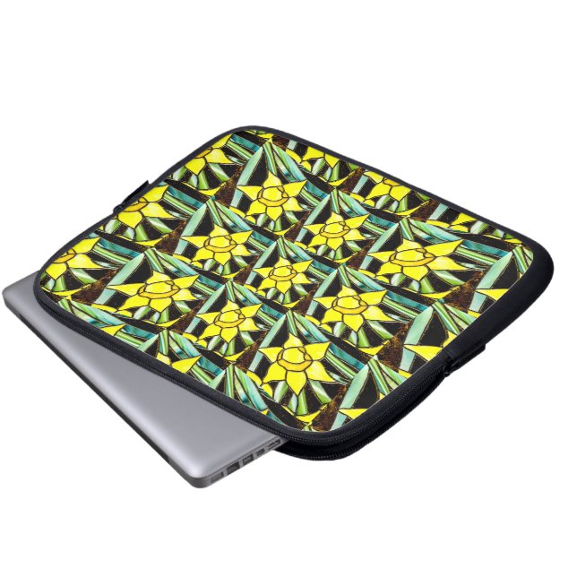 Capa Para Notebook Padrão de Flores de Valor Amarelo (Frente Inferior)