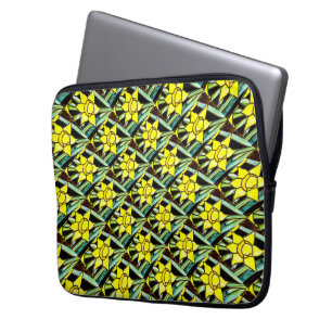 Capa Para Notebook Padrão de Flores de Valor Amarelo