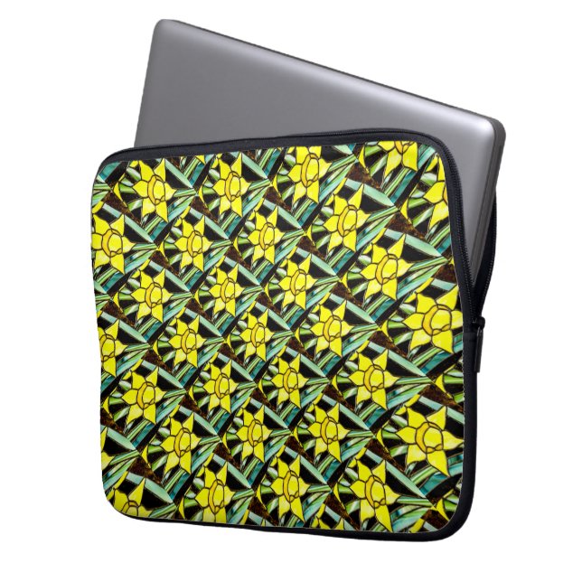 Capa Para Notebook Padrão de Flores de Valor Amarelo (Frente Esquerda)