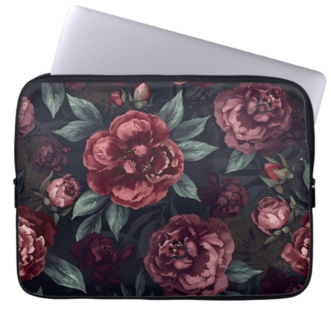 Capa Para Notebook Padrão de Flores Mal-humoradas Aquarela Vermelho E (Frente)