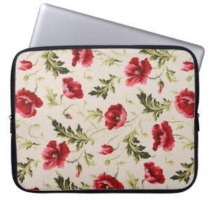 Capa Para Notebook Padrão de flores papoulas vermelhas brilhantes vin