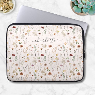 Capa Para Notebook Padrão de flores silvestres florais bonitas aquare
