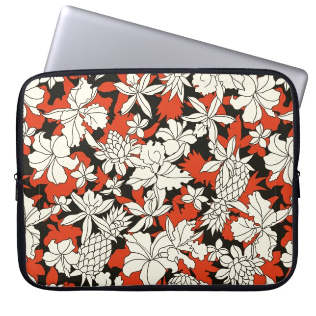 Capa Para Notebook Padrão de flores tropicais (Frente)