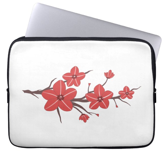 Capa Para Notebook Padrão de flores vermelhas cereja! (Frente)