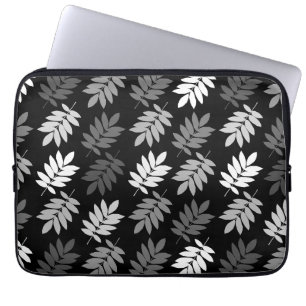 Capa Para Notebook Padrão de Folha de Idoso Preto Branco Cinza