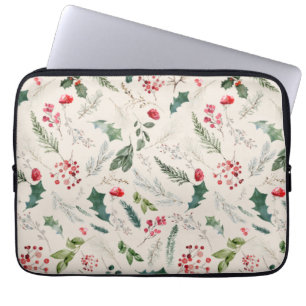 Capa Para Notebook Padrão de Folhagem Botânica Boho Beige Christmas