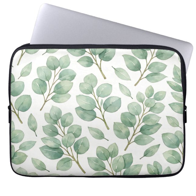 Capa Para Notebook Padrão de folhagem de eucalipto em aquarela (Frente)