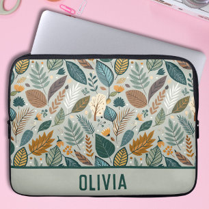 Capa Para Notebook Padrão de Folhas Botânicas Elegantes Modernas