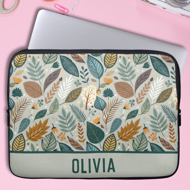 Capa Para Notebook Padrão de Folhas Botânicas Elegantes Modernas (Criador carregado)