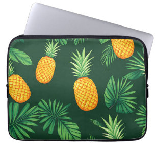Capa Para Notebook Padrão de Folhas de Abacaxi Tropical