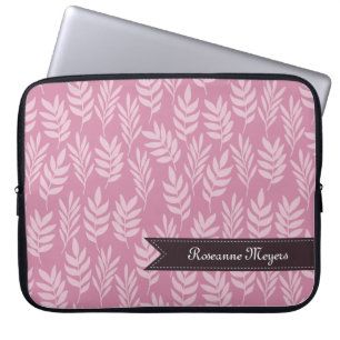 Capa Para Notebook Padrão de Folhas de Cor-de-Rosa Suave Elegante com