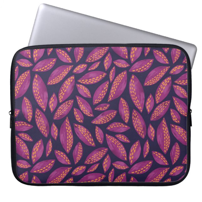 Capa Para Notebook Padrão de Folhas de outono Roxo (Frente)