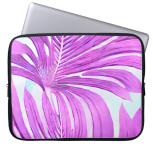 Capa Para Notebook Padrão de Folhas de Palma Rosa Tropicais