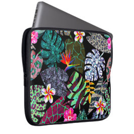Capa Para Notebook Padrão de Folhas e Flores Tropicais Vibrantes