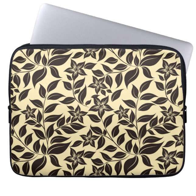 Capa Para Notebook Padrão de Folhas Florais-23756 (Frente)