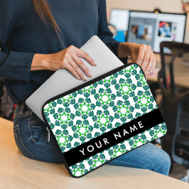 Capa Para Notebook Padrão de Folhas, Folhas Verdes, Seu Nome