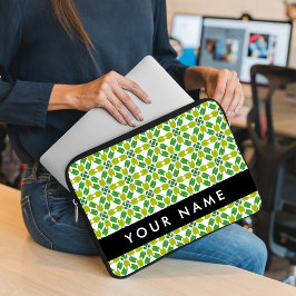 Capa Para Notebook Padrão de Folhas, Folhas Verdes, Seu Nome