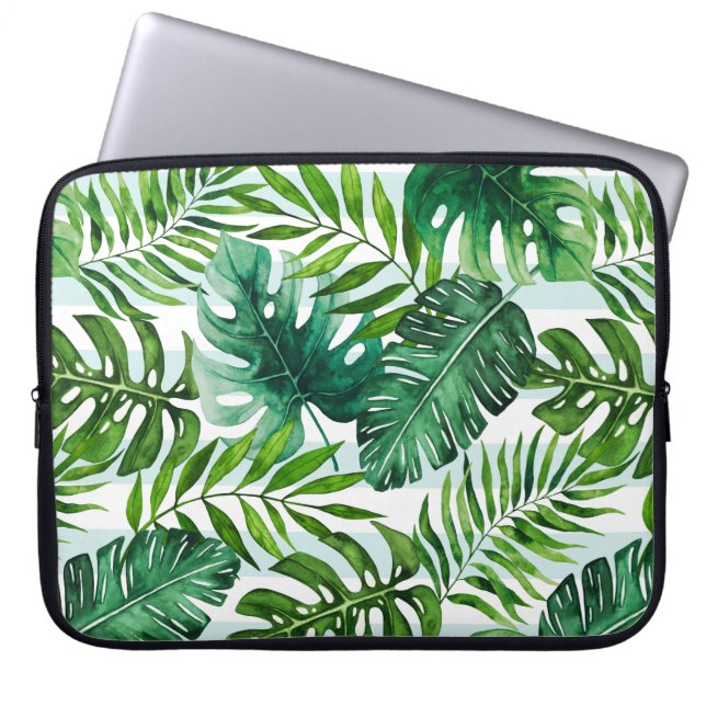 Capa Para Notebook Padrão de Folhas Tropicais de Aquarela (Frente)