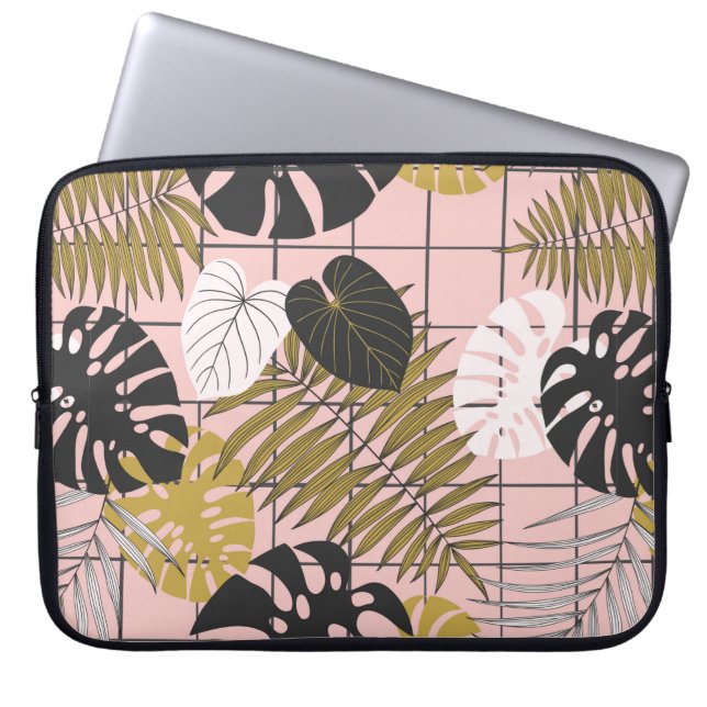 Capa Para Notebook Padrão de folhas tropicais de verão (Frente)