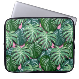 Capa Para Notebook Padrão de Folhas Tropicais Verde Exótica