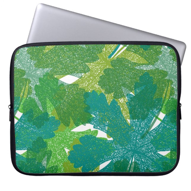Capa Para Notebook Padrão de folhas verdes sem costura (Frente)