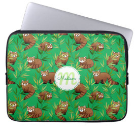 Capa Para Notebook Padrão de Folhas Vermelhas e Bamboo