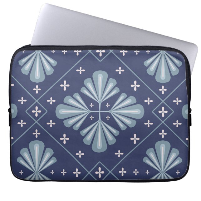 Capa Para Notebook Padrão de formas geométricas azuis (Frente)