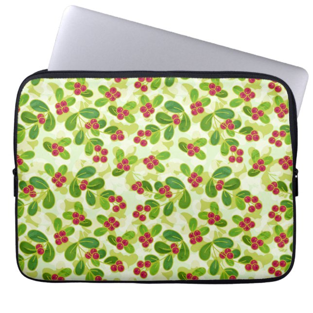 Capa Para Notebook Padrão de Fruta de amora festiva, verde (Frente)