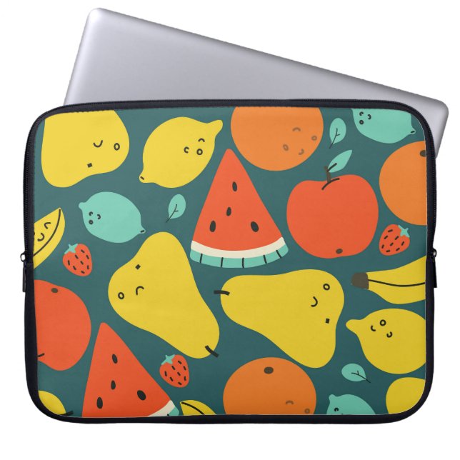 Capa Para Notebook Padrão de Fruta tropical desenhada à mão (Frente)