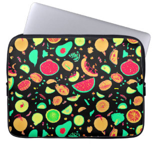 Capa Para Notebook Padrão de Frutas Neon Vibrante