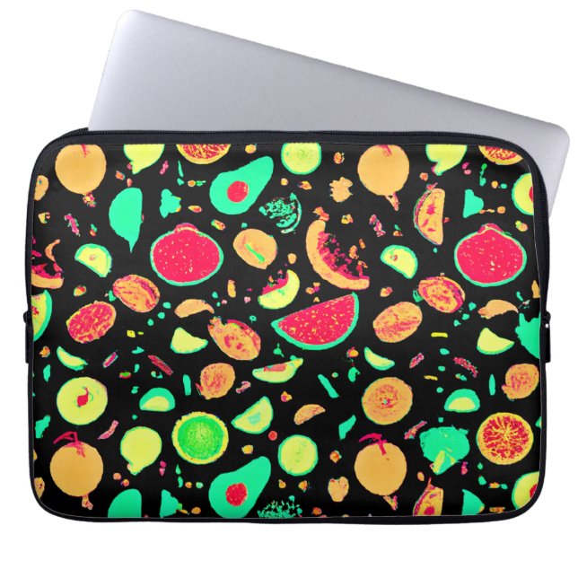 Capa Para Notebook Padrão de Frutas Neon Vibrante (Frente)