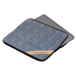 Capa Para Notebook Padrão De Garrafa De Herringbone Azul Pessoal