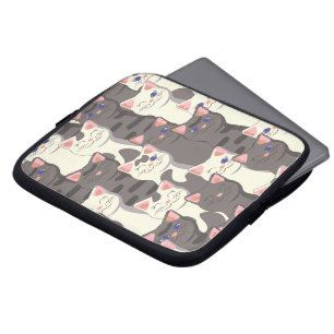 Capa Para Notebook Padrão de gatos brancos e cinzas