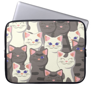 Capa Para Notebook Padrão de gatos brancos e cinzas