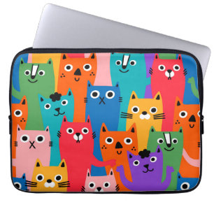 Capa Para Notebook Padrão de gatos coloridos