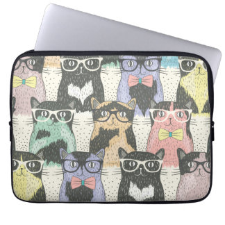 Capa Para Notebook Padrão de Gatos de Hipster em Cute