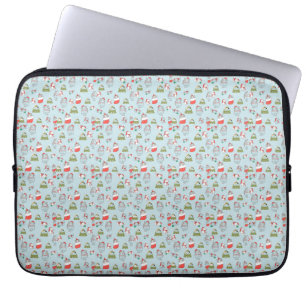 Capa Para Notebook Padrão de Gatos de Natal Fofo – Desi de Férias Fes
