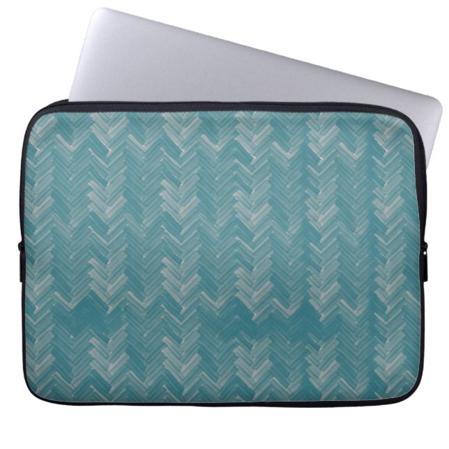 Capa Para Notebook Padrão de gavão de Herringbone em Turquoise (Frente)