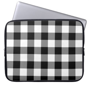 Capa Para Notebook Padrão de Gingham Preto e Branco