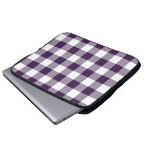 Capa Para Notebook Padrão de Gingham Púrpura e Branca