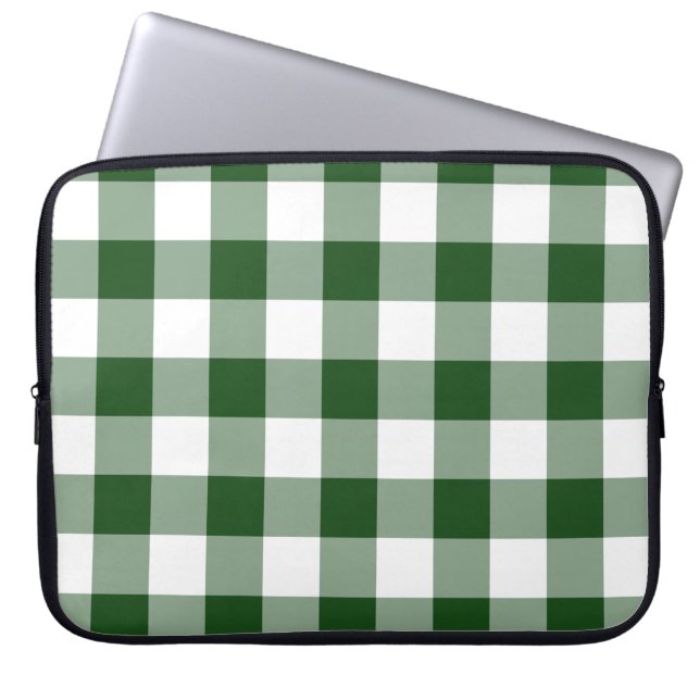 Capa Para Notebook Padrão de Gingham Verde e Branco (Frente)