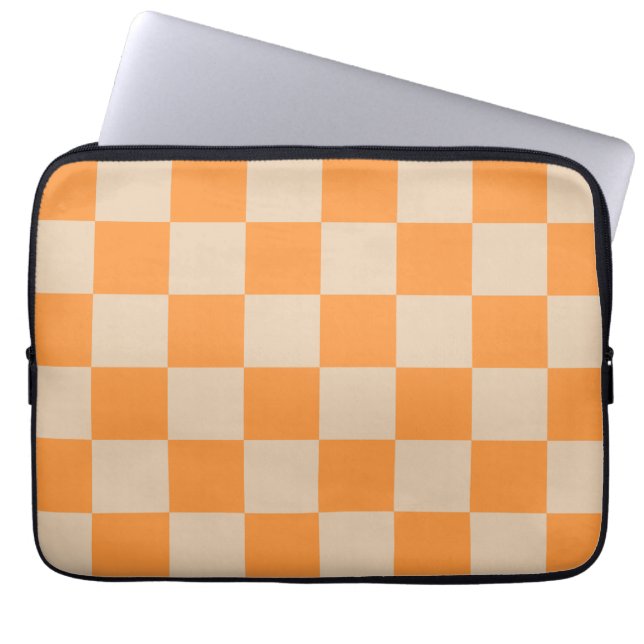 Capa Para Notebook Padrão de Gingham Verificado por Laranja (Frente)